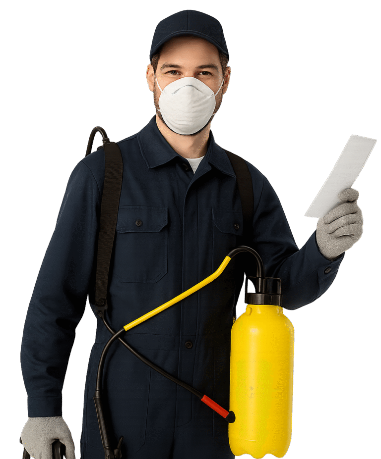 técnico de fumigación entregando garantía del servicio